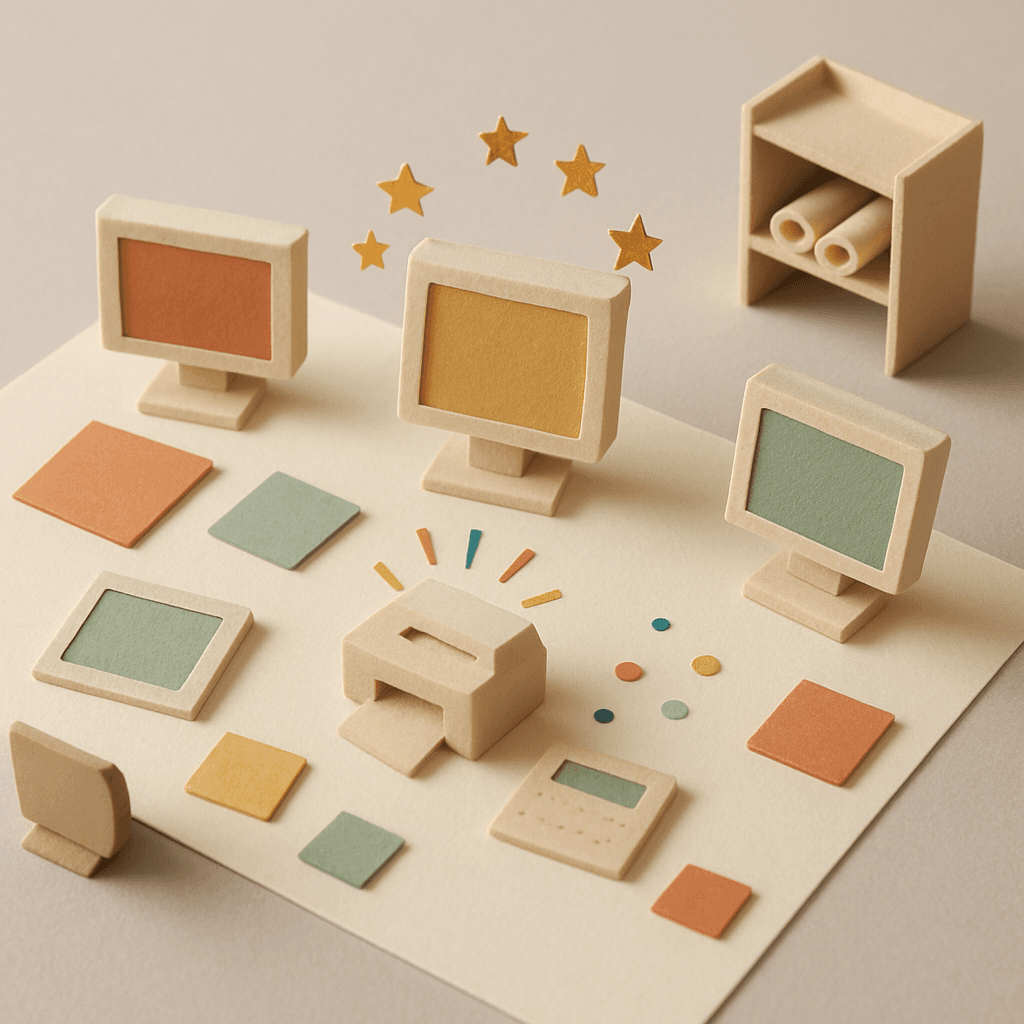 プロンプト入力だけで画像生成できるFooocusをミニチュア紙工作で表現したジオラマ