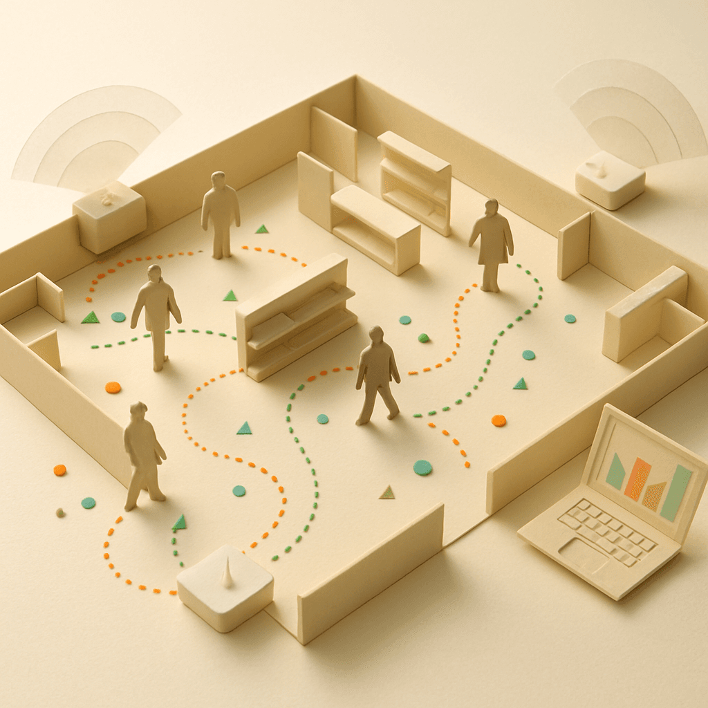 WiFi電波で人の動線を可視化するミニチュア紙工作のジオラマ