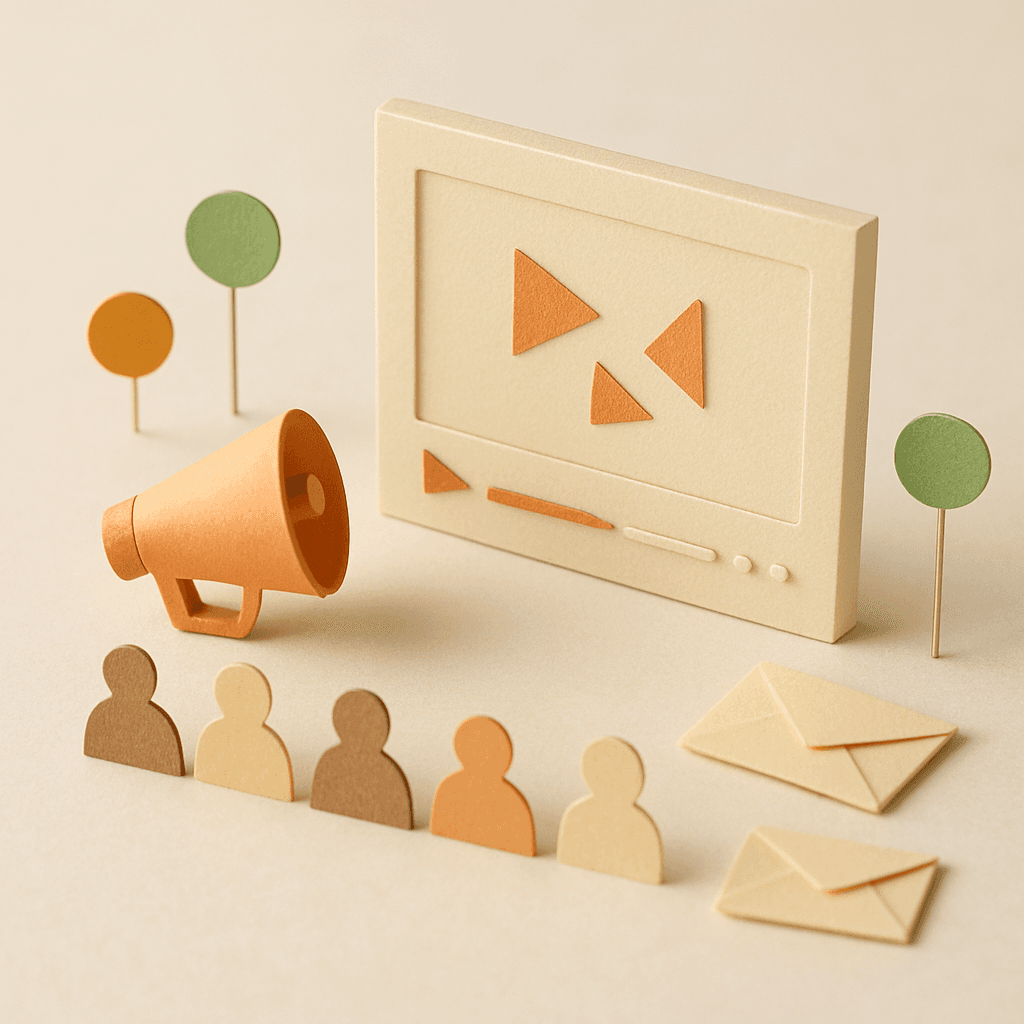 紙工作のジオラマで表現されたYouTube広告アップデートのイメージ