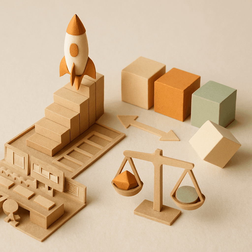 AnthropicのIPO申請とClaude品質問題を表すミニチュア紙工作のジオラマ